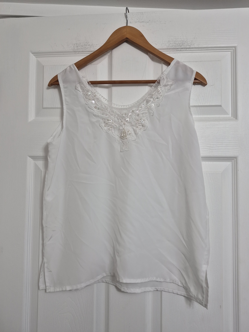 Embellished White Tank Top Like New